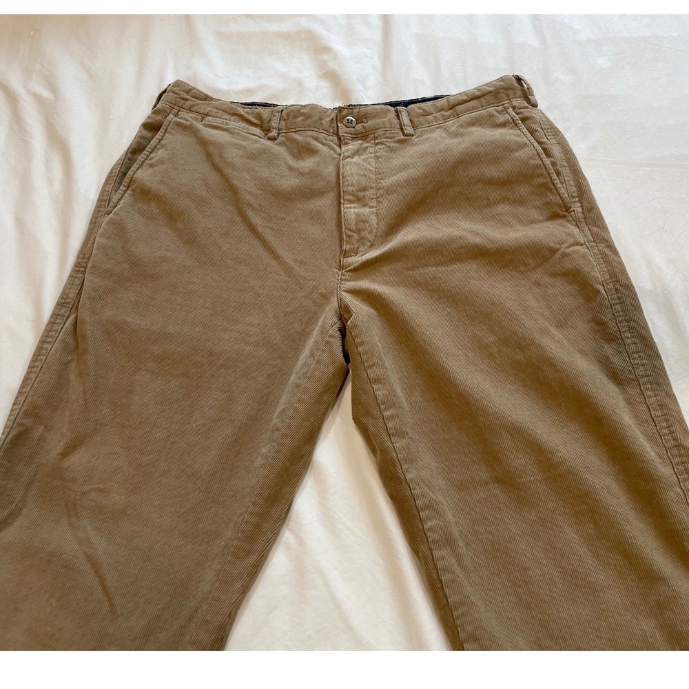 Cremieux Men Tan Corduroy Comfort Stretch Pants 34x30 Khaki Fine Wale Cotton